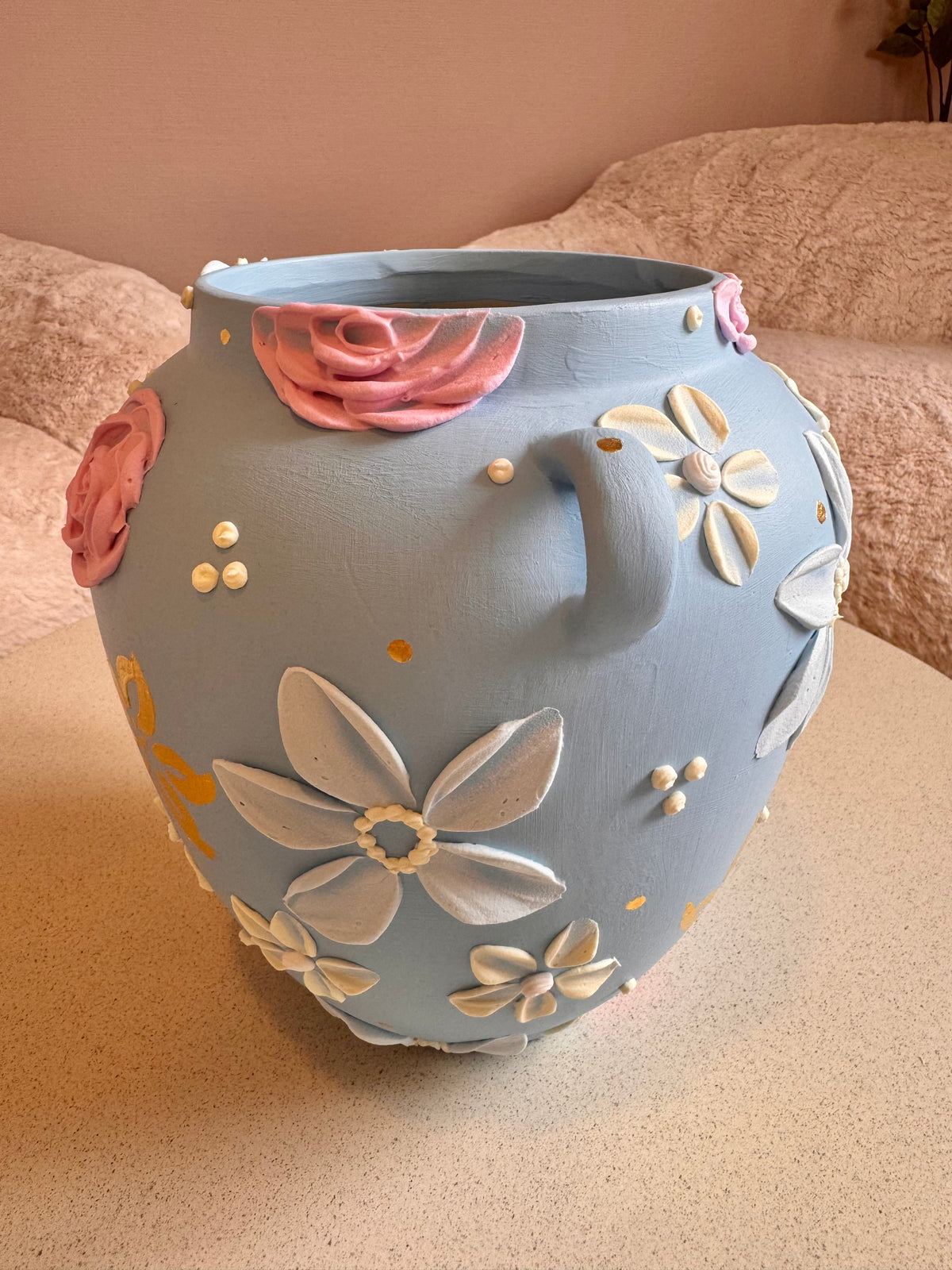 Pudderblå 🩵 24k gull, 26 cm