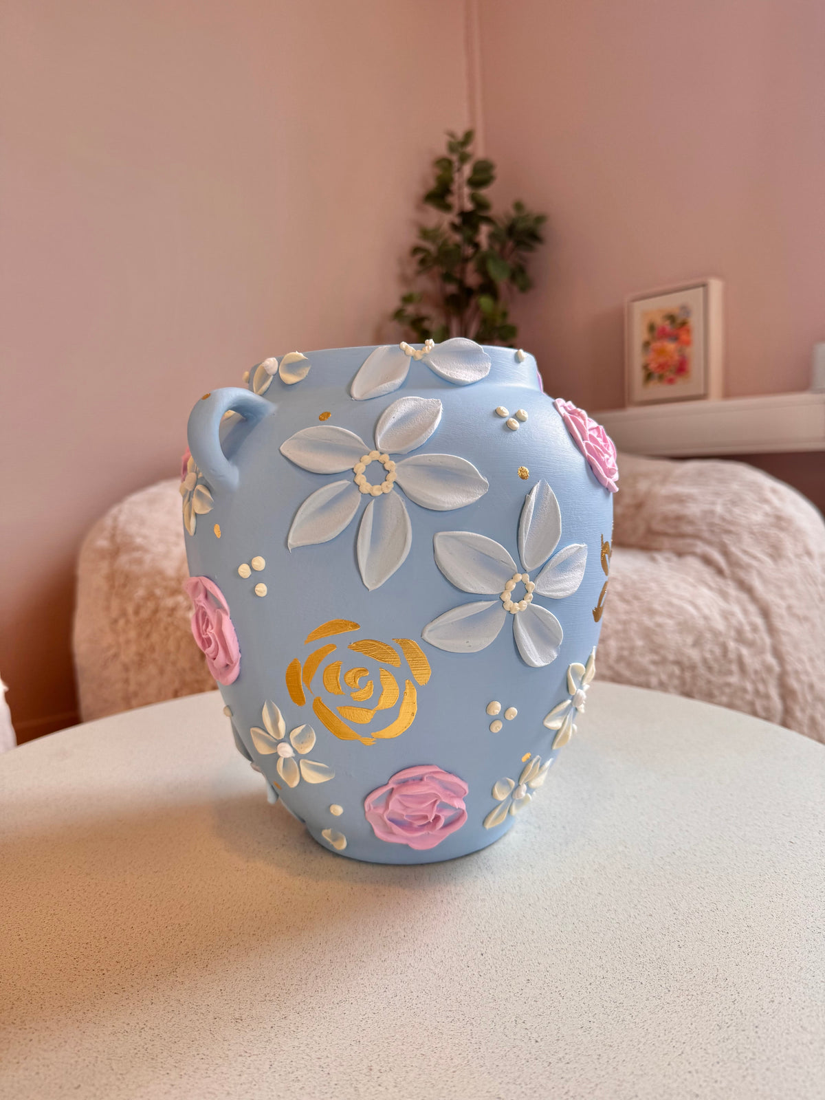 Pudderblå 🩵 24k gull, 26 cm
