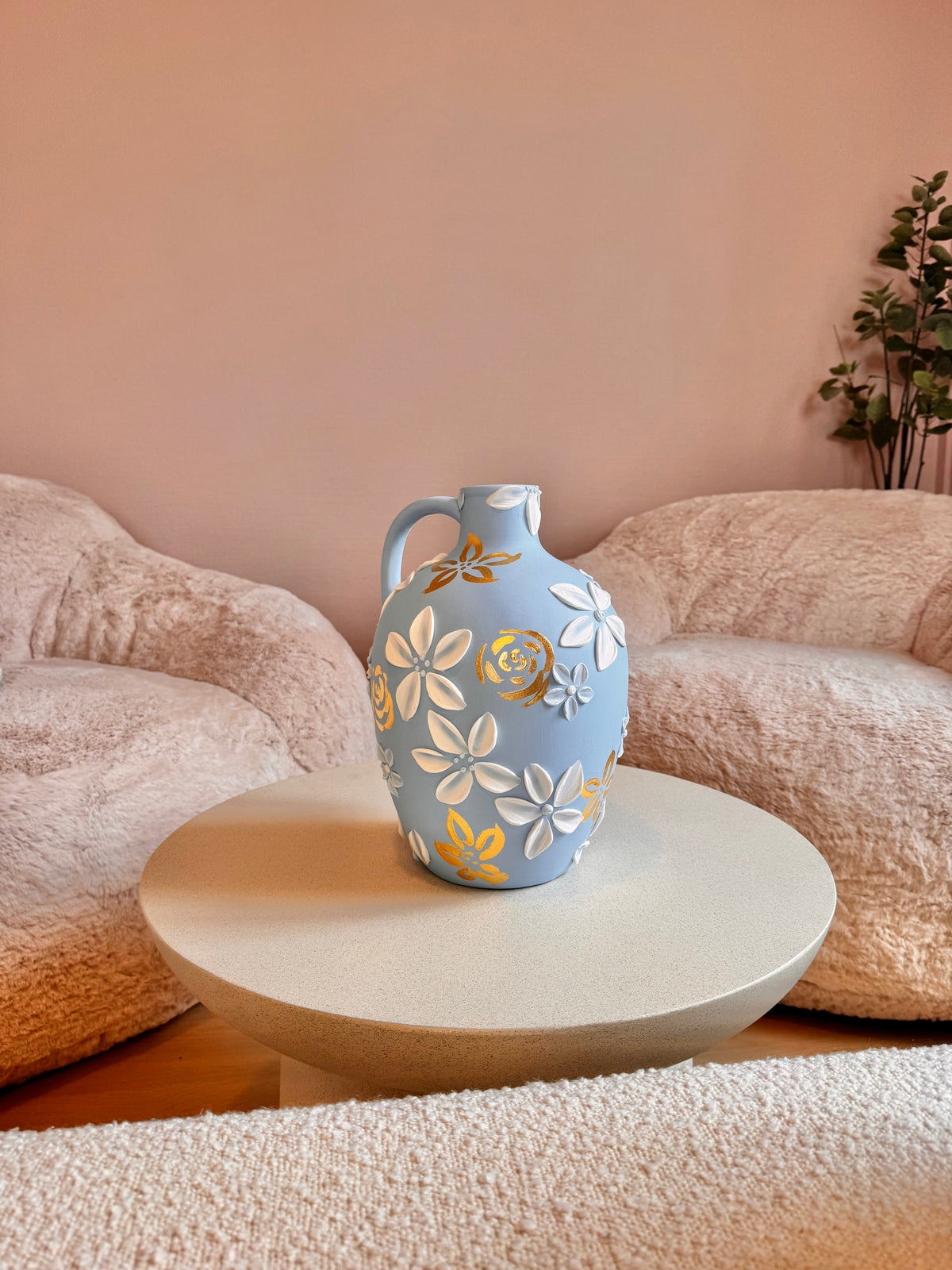 Pudderblå 🩵 24k gull, 34 cm