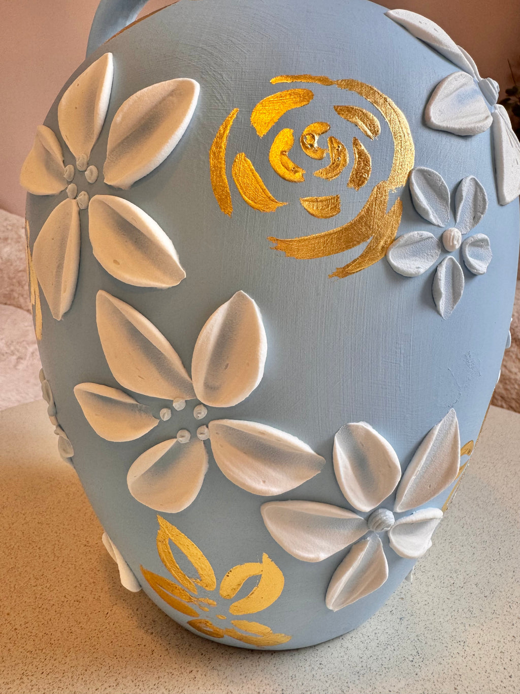 Pudderblå 🩵 24k gull, 34 cm