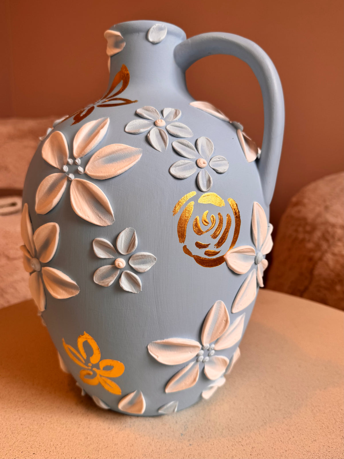 Pudderblå 🩵 24k gull, 34 cm