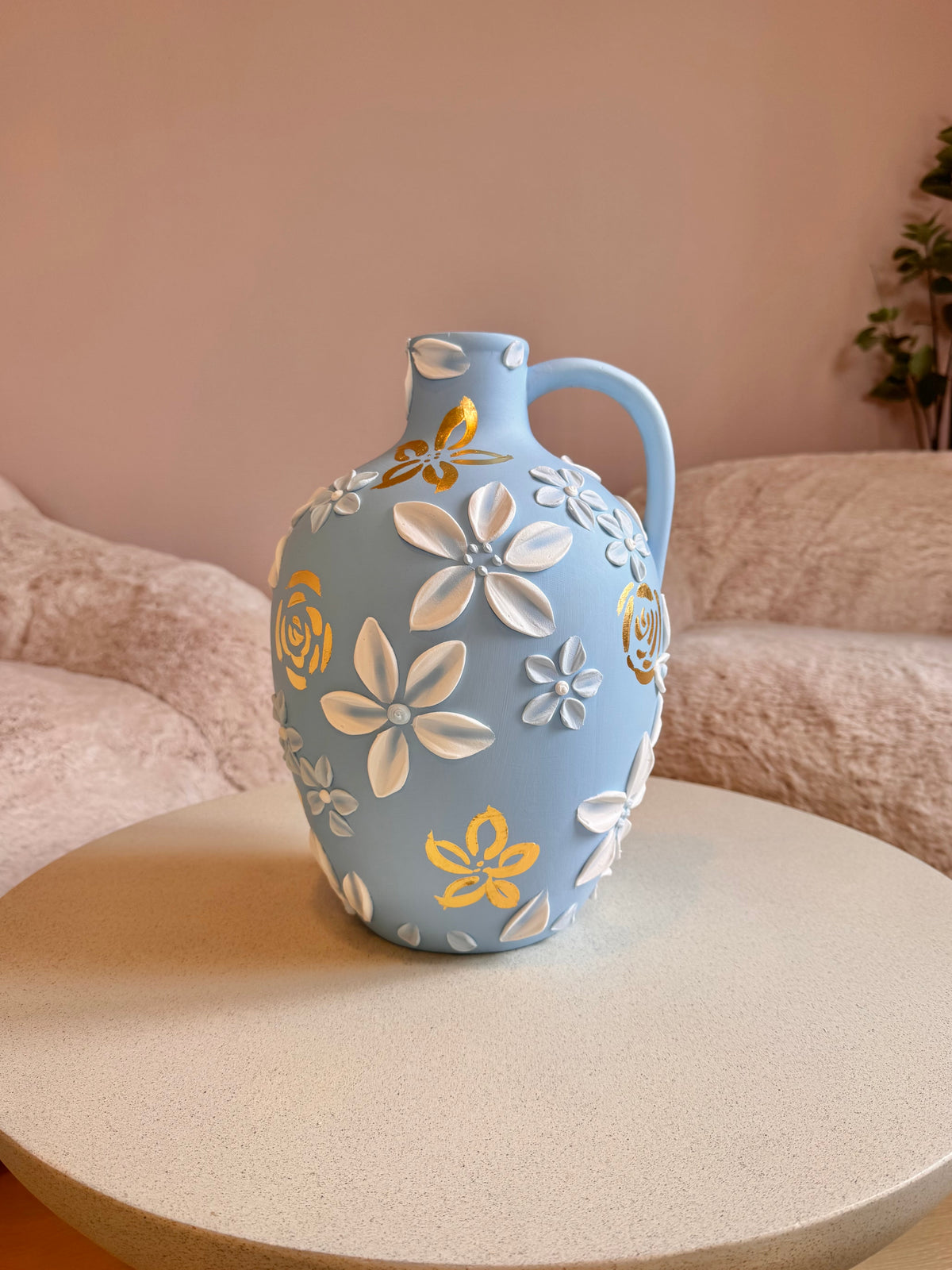 Pudderblå 🩵 24k gull, 34 cm