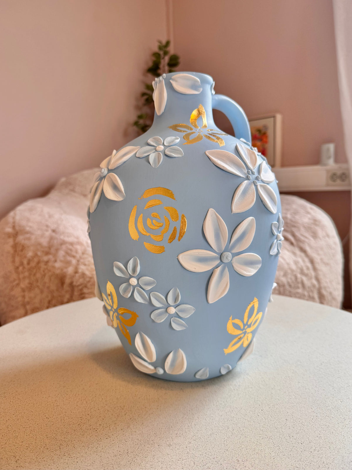 Pudderblå 🩵 24k gull, 34 cm