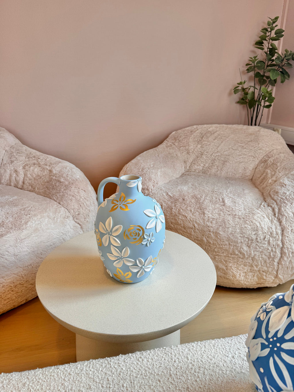 Pudderblå 🩵 24k gull, 34 cm