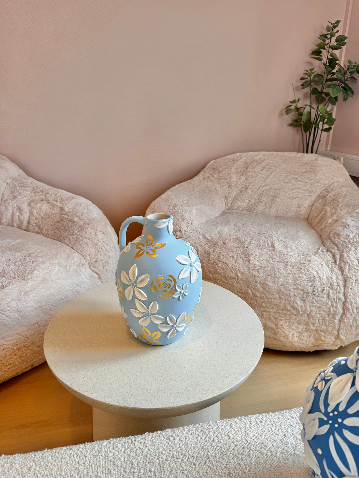 Pudderblå 🩵 24k gull, 34 cm