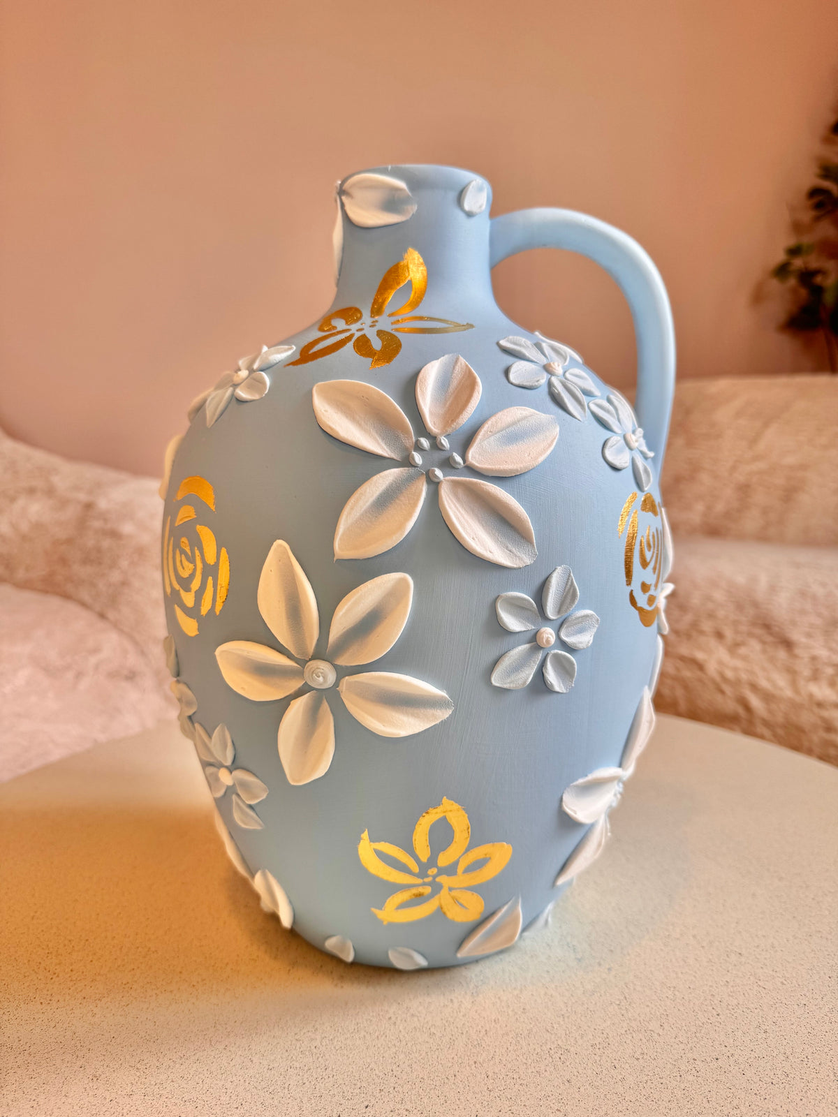 Pudderblå 🩵 24k gull, 34 cm